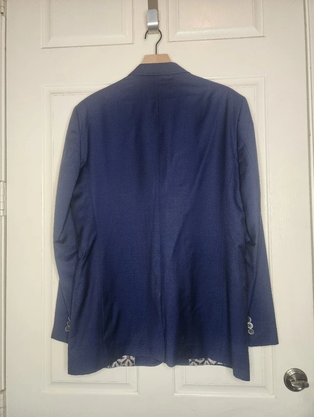 Ted Baker Navy Blue Textured Sport Coat Jacket Size 44L Floral Lining